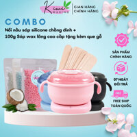 COMBO Nồi Nấu Sáp Silicone Và Sáp Wax Lông Nóng KIWI WAXING Dành Cho Nách, Body, Bikini Tặng que wax
