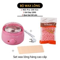 COMBO Nồi Nấu Sáp Wax Lông Pro 100 + Sáp Wax Lông Cao Cáp + 5 Que Gạt Gỗ Lớn - Bộ Tẩy Lông