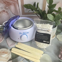 Combo Nồi Nấu Sáp Wax Lông Pro 100 + 100G Sáp Thường Wax Lông  + 5 Que Gạt Gỗ Lớn - Bộ Tẩy Lông