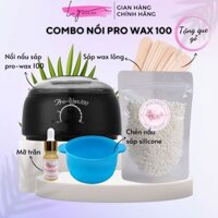 COMBO Nồi Nấu Sáp WAX Lông Chuyên Dụng Pro Wax 100 + Sáp Wax Tẩy lông cao cấp LY Waxing + Mỡ Trăn tặng kèm que gạt gỗ