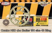 Combo NSD Exciter 150 43 Răng ( Đĩa tải nhôm 7075 , Nhông Rector , Sên DID 428D 124 Mắt )