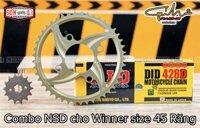 Combo NSD Winner 45 Răng ( Đĩa tải nhôm 7075 , Nhông Rector , Sên DID 428D 124 Mắt )