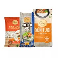 Combo nuffam: Hủ tiếu 250g, bún tươi khô 400g, nui gạo ống dài 350g