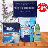 Combo Nước bóng hữu cơ + Bột rửa bát Finish 2,2kg + muối rửa bát chén Finish 1.5kg
