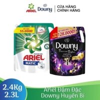 Combo Nước Giặt Ariel Đậm Đặc Dạng Túi 2,3L + Nước Xả Vải Downy Huyền Bí Dạng Túi 2.2L