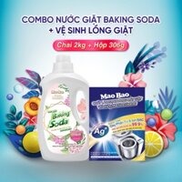 Combo Nước giặt Baking Soda Mao Bao 2000g + Hộp Vệ Sinh Lồng Máy Giặt 306g