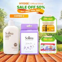 Combo Nước Giặt Đồ Lót Sollina Thơm Lâu Vàng 400ml Và Khăn Giấy Ướt Vệ Sinh Phụ Nữ Tím 20 Gói/Hộp