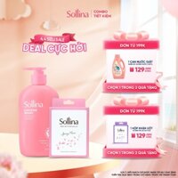 Combo nước giặt đồ lót Sollina Hồng 400ML hương thơm ngọt dịu và khăn ướt vệ sinh phụ nữ hồng 20 gói/hộp