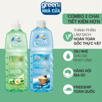 Combo Nước Giặt Và Nước Rửa Chén EARTH CHOICE Chiết Xuất Thực Vật An Toàn Dung Tích 1L