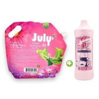 COMBO NƯỚC GIẶT XẢ 2 IN 1 JULY 2X + 01 CHAI TẨY TOILET OKAY PINK 960ML (HỒNG)