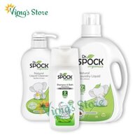 Combo Nước giặt xả Trẻ Em Dr. Spock 0+ cho trẻ sơ sinh, Tắm gội cho bé Dr. Spock 0+, Nước rửa bình sữa Dr. Spock