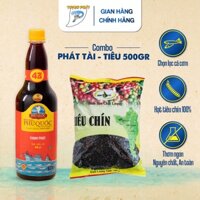 Combo nước mắm Thịnh Phát chai Phát Tài 1 lít+ tiêu hạt khô thơm Phú Quốc 500gr