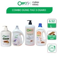 Combo nước rửa chén nước rửa tay nước lau sàn tinh dầu quế cùng nước giặt Lavender Osaro 6.52L