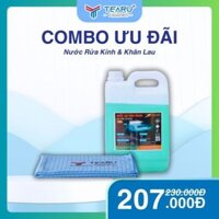 Combo nước rửa kính ô tô Grass Glass Clean K-03 5L và khăn lau xe Microfiber cao cấp
