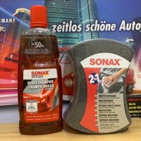 COMBO Nước rửa xe & Mút rửa xe ô tô xe máy - SONAX Gloss Shampoo Concentrate