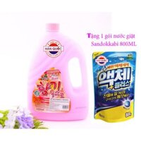 Combo Nước xả làm mêm vải 2100ml Hồng và Gói Nước giặt 800ml Sandokkaebi