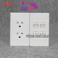 Combo ổ cắm điện đôi 3 chấu LiOA 16A 3520W + 4 công tắc điện - Lắp âm tường