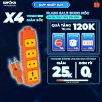 Combo Ổ cắm điện lõi sứ chống cháy SOPOKA 4S-6000W và Phích cắm siêu chịu tải SOPOKA P3000W2+