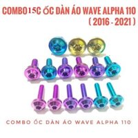 Combo Ốc Dàn Áo Wave A: 14 Ốc GR5 6Li15 Đầu Dù To Dày - Lục Bảo + 1 Ốc 5Li15 GR5 Dù Lục Bảo