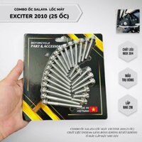 Combo Ốc lốc máy EXCITER EX2010 4 SỐ (25 ỐC) salaya 6li trụ bông inox 304 ép vỉ sẳn