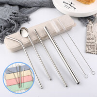 Combo Ống Hút INOX 304 7 Món Tiết Kiệm - Nhiều Màu - Xanh Ngọc - Bạc