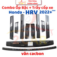 Combo Ốp bậc cửa, Nẹp chân, Chống Trầy Cốp CARBON xe Honda HRV 2022 2023 2024 2025 vân CACBON cao cấp