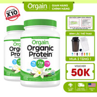 Combo Orgain Protein Organic sữa bột đạm thực vật hữu cơ vị Vanilla Bean uống làm bánh pha sữa bữa ăn thay thế 920g