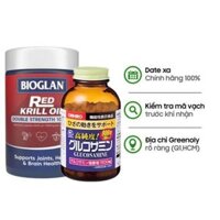 Combo Orihiro Viên Uống Hỗ Trợ Xương Khớp, Bổ Sung Glucosamine 1500mg 900 Viên & Bioglan Viên Bổ Sung Omega Dầu Nhuyễn Thể Red Krill Oil 1000mg 60 Viên