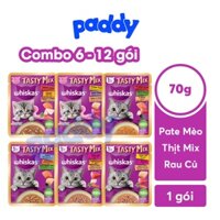 Combo Pate Mèo Whiskas Tasty Mix Thịt Và Rau Củ 70g