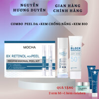 combo peel da, kem chống nắng mocha , kem dưỡng trắng bio
