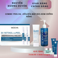combo peel da , sữa rửa mặt bio , kem chống nắng mocha