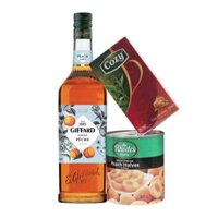 Combo pha chế trà đào (Syrup Giffard Đào 1 Lít + Hộp đào ngâm Rhodes + Trà Cozy)