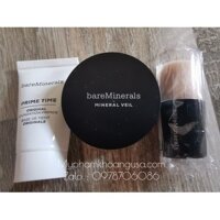 Combo phấn phủ bột kiềm dầu Bareminerals Minerals veil - kem lót Prime time Travel Szie ( size vừa )