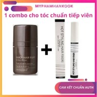 Combo phấn phủ hói che khuyết tóc Qick Hair Puff + gel chuốt tóc con Purebess Hot Styling Hair Fixer
