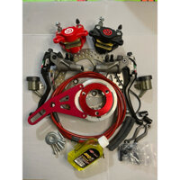 combo phanh đĩa sau kèm tay phanh brombo xám (loại 1) lắp xe 133, xmen, cap… (tặng ốc và long đen)