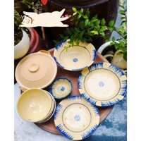 Combo phết xanh: chén dĩa + nồi đất 17cm🍃🍃