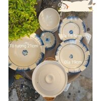 Combo Phết xanh: Tô tượng siêu to + nồi đất men trắng sáng dày dặn  🌿🌿