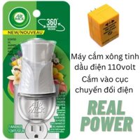 Combo phích cắm điện khuếch tán tinh dầu Airwick, Scentes oil Warmer 5x More (USA) và cục chuyển điện 220v sang 110volt