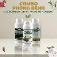 COMBO phòng bệnh xua đuổi côn trùng sâu bọ gây hại, chai 250ml Neem Oil, Nano Chitosan và Macca