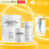 Combo Phục hồi da chuyên sâu Codeage (Marine Collagen 450g, Vitamin C 180 viên, Glutathione 60 viên)
