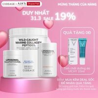 Combo Phục hồi làn da Codeage Marine Collagen Peptides + Liposomal Vitamin C + Liposomal Glutathione