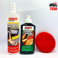 Combo Phục Hồi Nhựa Nhám, Vệ Sinh Ghế Da, Dưỡng Ghế Da Ô Tô SONAX kèm mút chuyên dụng nhập khẩu từ Đức