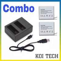 Combo Pin 1350 mAh + Dock Sạc Đôi Cho Mọi Camera Hành Trình Eken H9r, SJCAM 4000, Amkov, Camera 4k