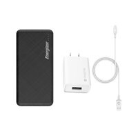 Combo Pin Energizer 10,000mAh UE10053  Sạc nhanh Mophie 10W kèm Cáp A to Lightning 1M - HÀNG CHÍNH HÃNG - Trắng