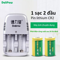 Combo Pin+sạc DeliPow CR2 3v 800mah có thể sạc lại 1200 lần cho máy ảnh phim, máy instax mini