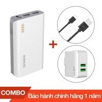 Combo Pin sạc dự phòng 6000mAh Solit 3 Romoss + Cáp sạc micro USB Romoss dài 1m + Cốc sạc 2 cổng USB 2.4A - Chính hãng