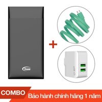 Combo Pin sạc dự phòng 10000mAh TEAM WP10000 + Cáp sạc micro USB Romoss dài 1m + Cốc sạc 2 cổng USB 2.4A - Chính hãng