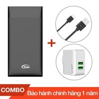 Combo Pin sạc dự phòng 10000mAh TEAM WP10000 + Cáp sạc micro USB Silicon dài 1m + Cốc sạc 4 cổng USB 4.4A - Chính hãng