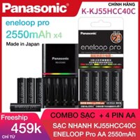 Combo Pin Sạc Eneloop Pro 2550mAh - Bộ Sạc Pin AA AAA Panasonic KJ55HCC40C Sạc nhanh, tự ngắt