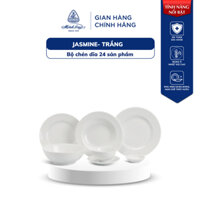 [Combo quà tặng đơn hàng 800k] Bộ Chén Dĩa, Bộ Bát Dĩa Minh Long 24 Sản Phẩm - Jasmine - Trắng